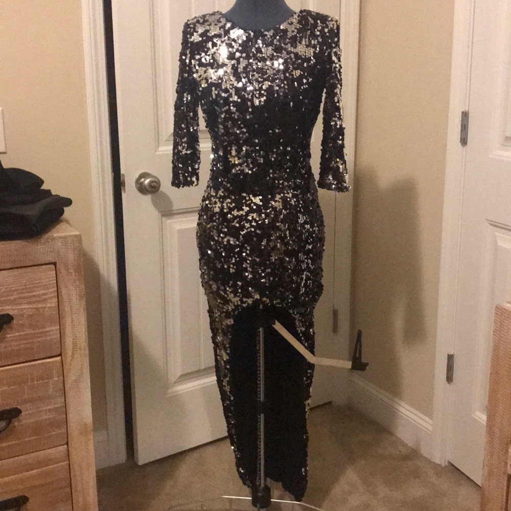 Black and sliver sequin dress